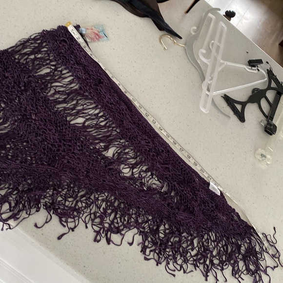 JIGSAW purple shawl wrap crochet macrame knit poncho NWT new scarf - Picture 5 of 7